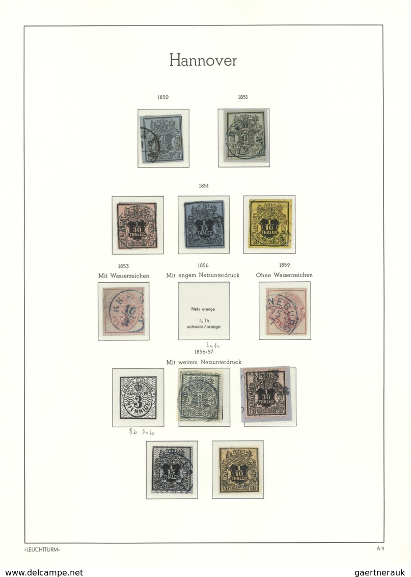 Hannover - Marken Und Briefe: 1850/1870 (ca.), Gestempelte Sammlung Von Ca. 47 Marken Auf Lindner-Bl - Hannover