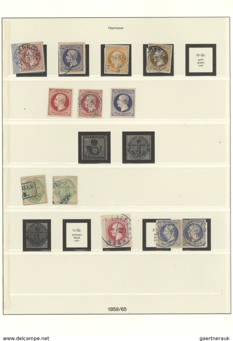 Hannover - Marken Und Briefe: 1850/1870 (ca.), Gestempelte Sammlung Von Ca. 47 Marken Auf Lindner-Bl - Hannover