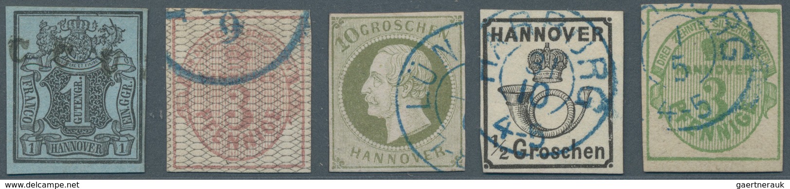 Hannover - Marken Und Briefe: 1850/1870 (ca.), Meist Gestempelte Sammlung Sauber Aufgezogen Auf Albu - Hanovre