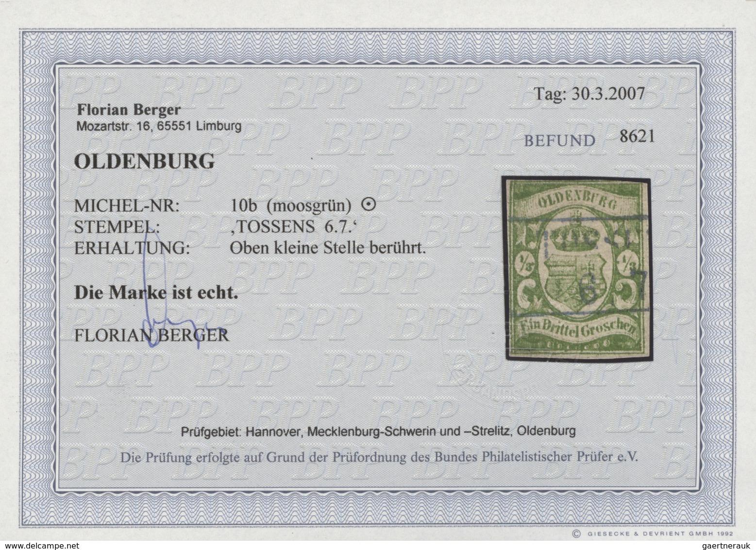 Oldenburg - Marken und Briefe: 1852/1862, saubere, meist gestempelte Sammlung von 30 Marken auf Albe