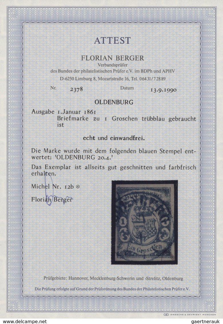 Oldenburg - Marken und Briefe: 1852/1862, saubere, meist gestempelte Sammlung von 30 Marken auf Albe