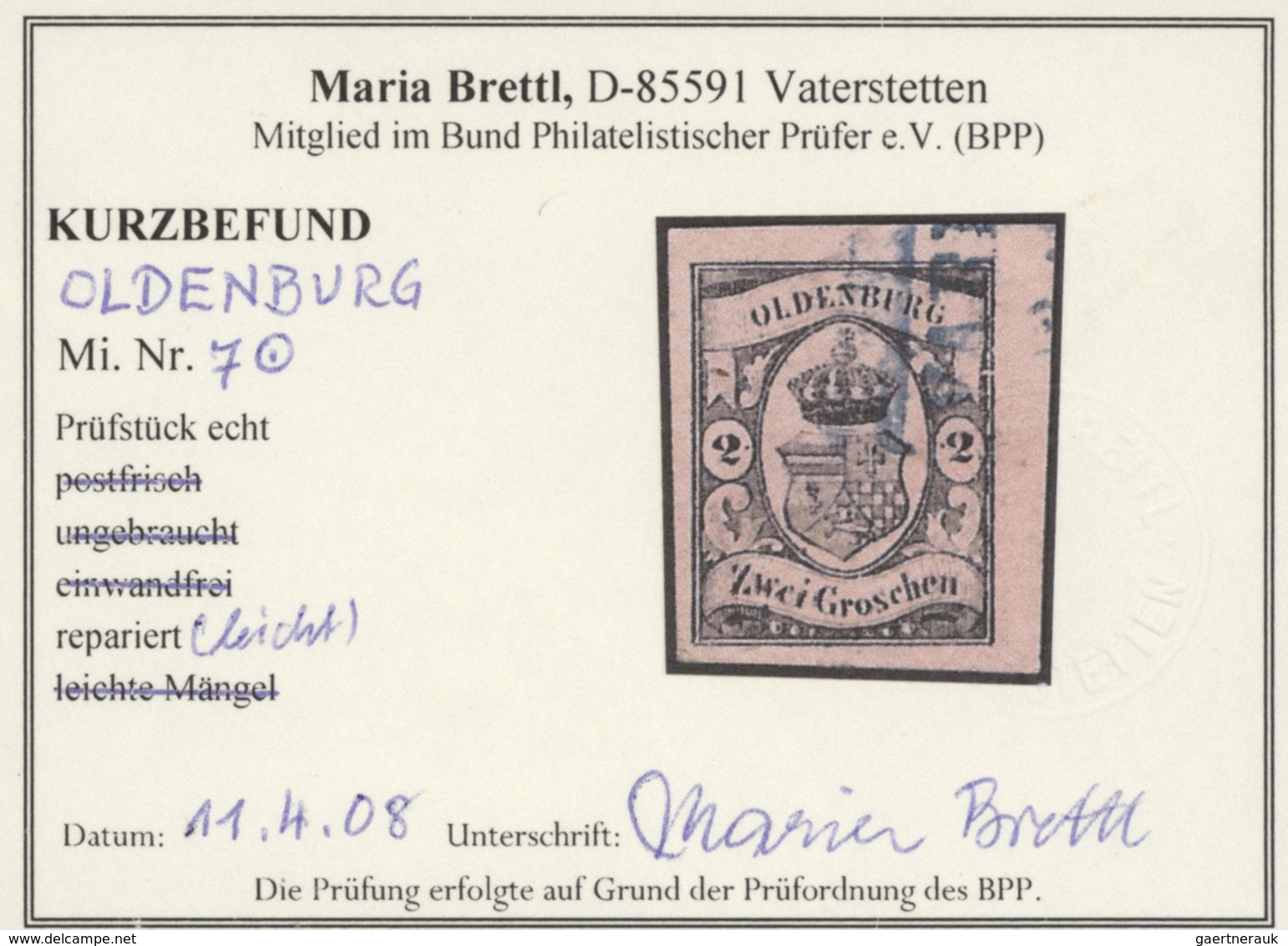 Oldenburg - Marken und Briefe: 1852/1862, saubere, meist gestempelte Sammlung von 30 Marken auf Albe