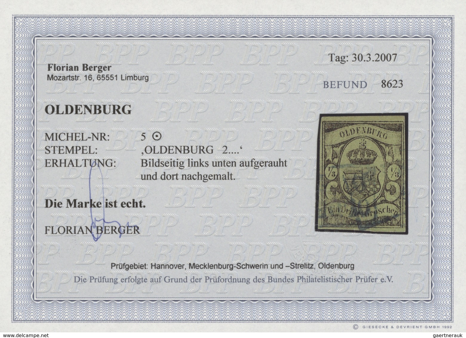 Oldenburg - Marken und Briefe: 1852/1862, saubere, meist gestempelte Sammlung von 30 Marken auf Albe