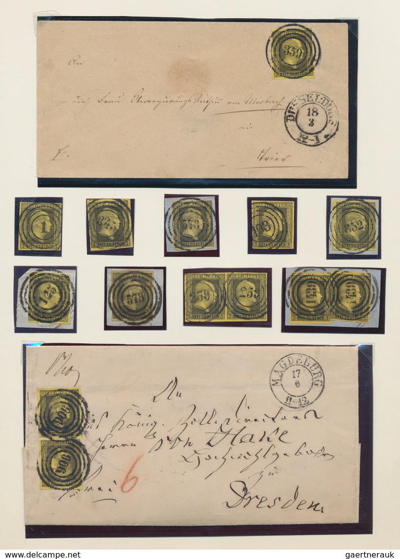 Preußen - Marken und Briefe: 1850/1867, umfangreiche gestempelte, mehrfach/spezialisiert zusammenget