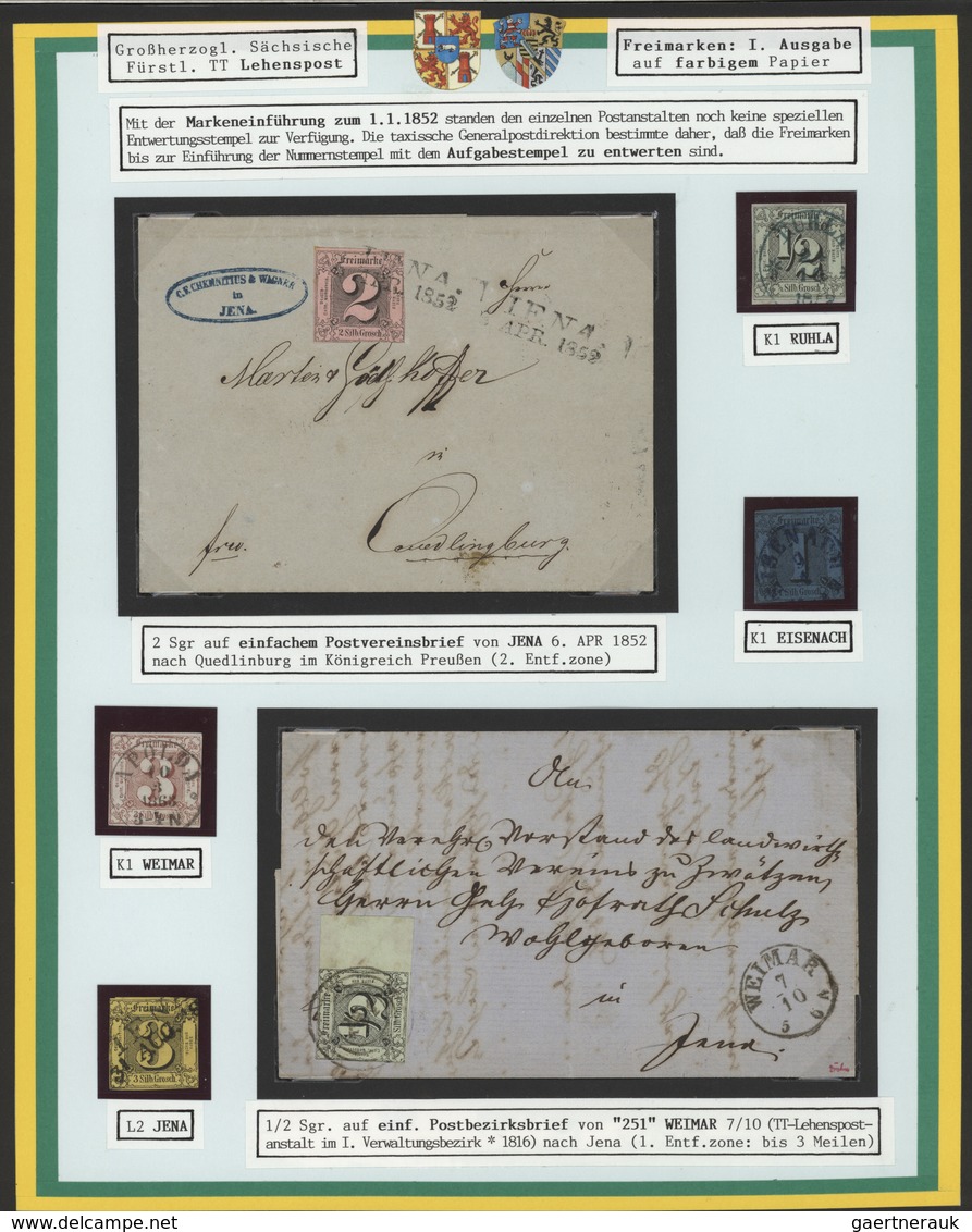 Thurn & Taxis - Marken und Briefe: 1850/1870 (ca.), Ausstellungssammlung der Stempel des Großherzogt