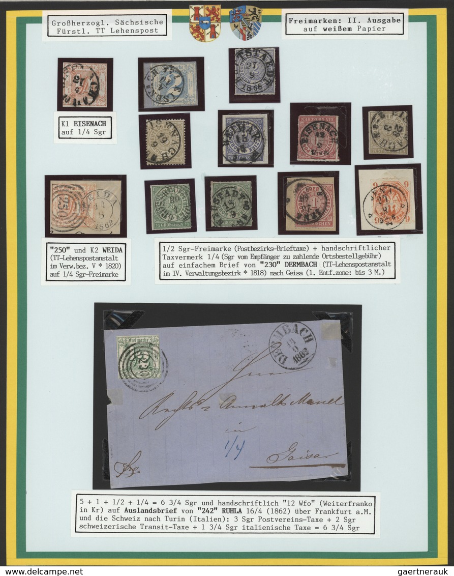 Thurn & Taxis - Marken und Briefe: 1850/1870 (ca.), Ausstellungssammlung der Stempel des Großherzogt
