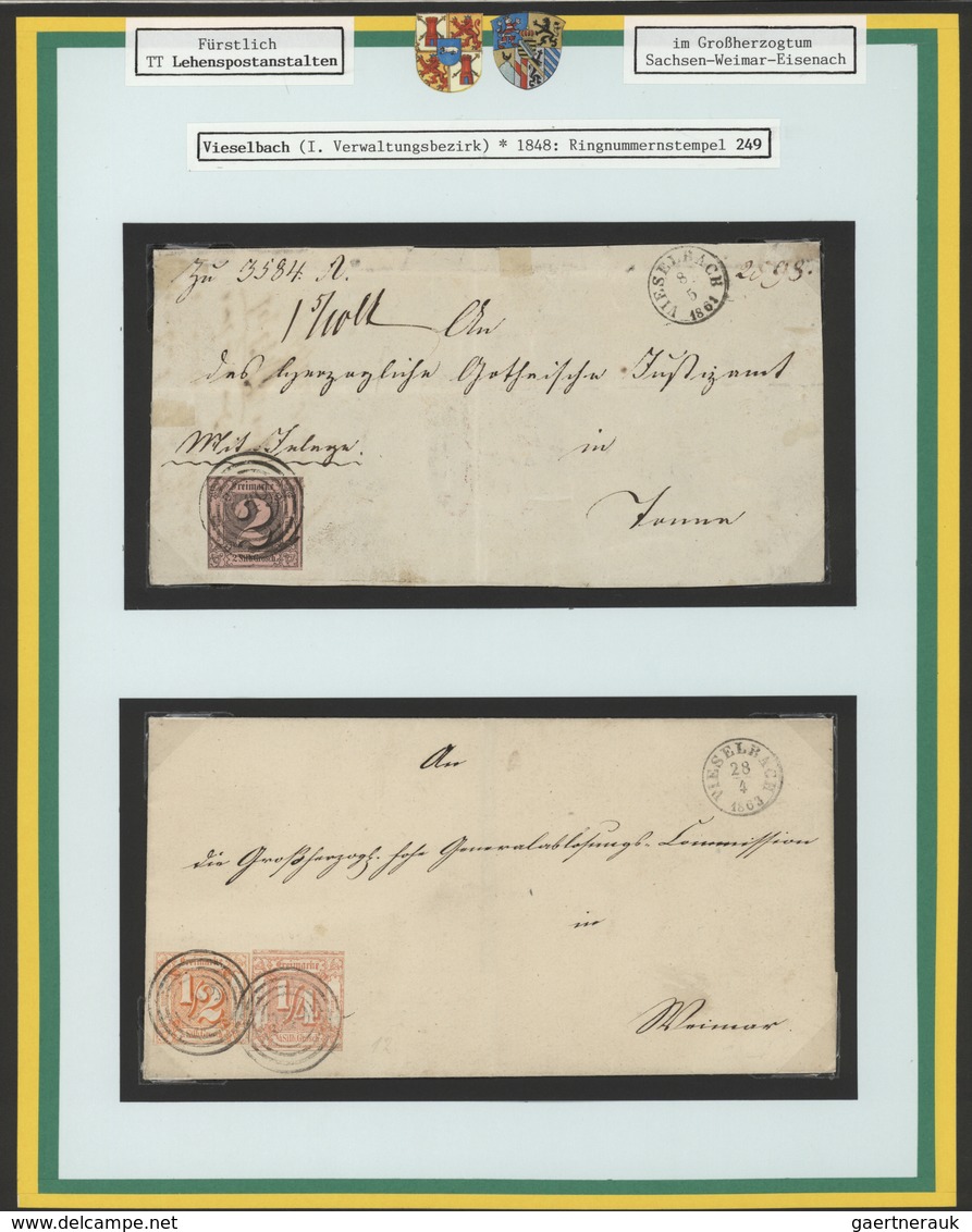 Thurn & Taxis - Marken und Briefe: 1850/1870 (ca.), Ausstellungssammlung der Stempel des Großherzogt