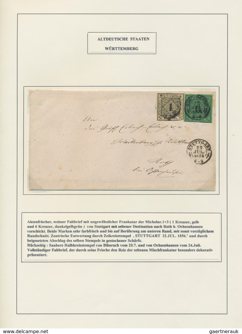 Württemberg - Marken Und Briefe: 1851/1856, Alte Sammlung Der 1. Ausgabe Auf 14 Selbstgestalteten Al - Otros & Sin Clasificación