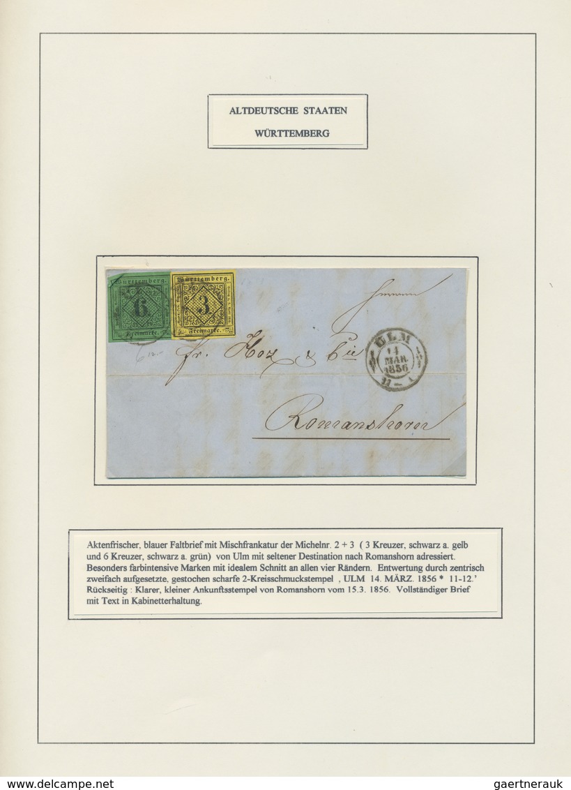 Württemberg - Marken Und Briefe: 1851/1856, Alte Sammlung Der 1. Ausgabe Auf 14 Selbstgestalteten Al - Sonstige & Ohne Zuordnung