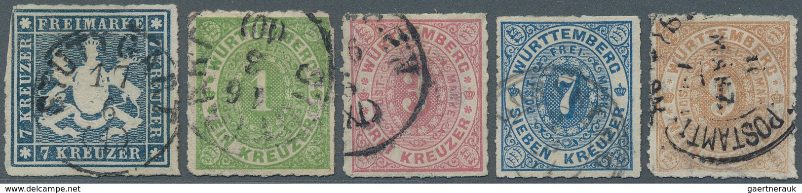 Württemberg - Marken Und Briefe: 1851/1869, Sauber Gestempelte Sammlungspartie Der Kreuzerzeit Mit 3 - Otros & Sin Clasificación