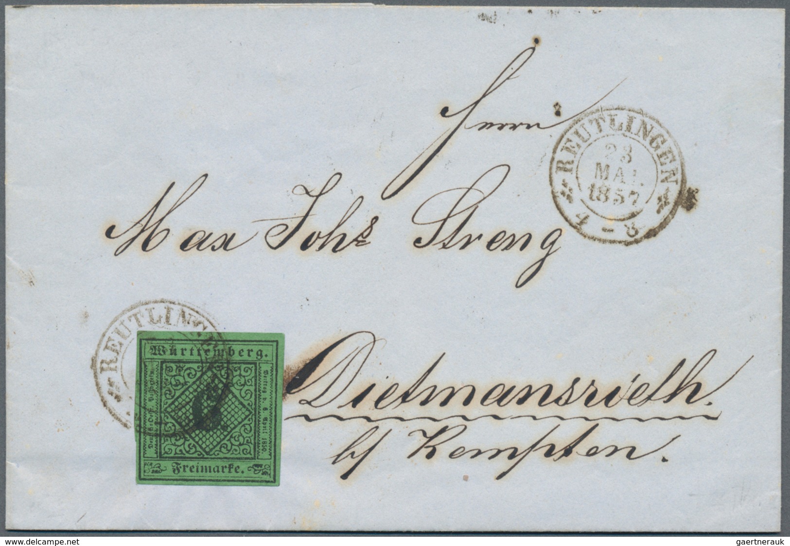 Württemberg - Marken und Briefe: 1851/1874, wertvolle Briefsammlung im Album mit 56 Belegen dabei ei