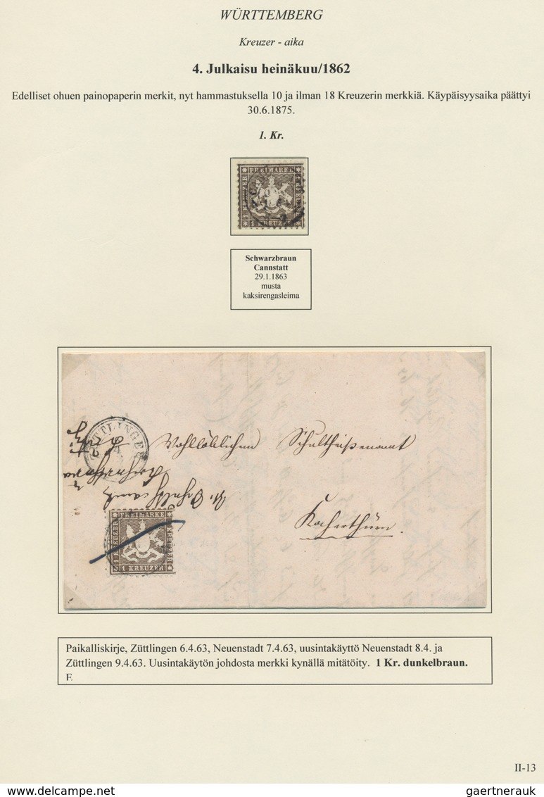 Württemberg - Marken Und Briefe: 1857/1862, Interessante Sammlung Auf Selbst Gestalteten Blättern In - Other & Unclassified