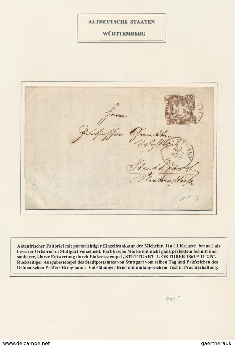 Württemberg - Marken Und Briefe: 1858/1865 (ca.), Interessante, Individuell Und Sauber Aufgezogene N - Otros & Sin Clasificación