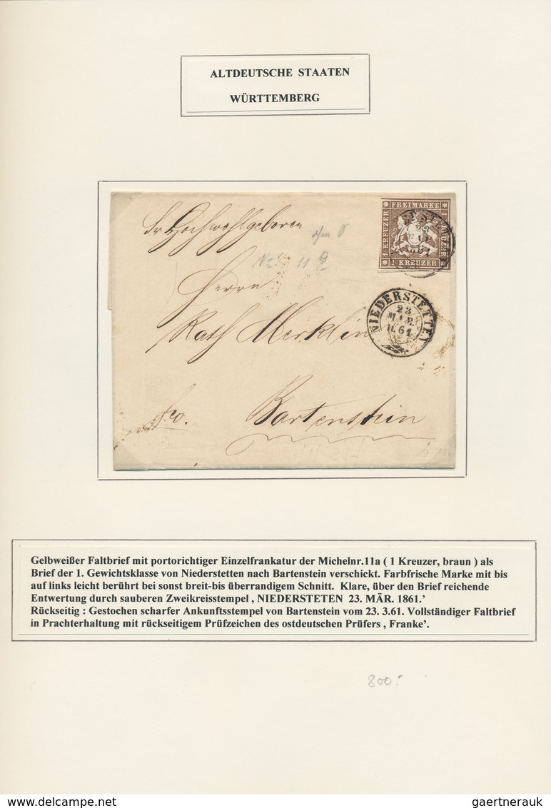 Württemberg - Marken Und Briefe: 1858/1865 (ca.), Interessante, Individuell Und Sauber Aufgezogene N - Andere & Zonder Classificatie