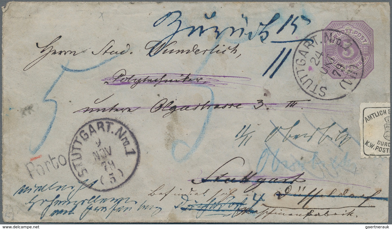 Württemberg - Marken Und Briefe: 1870/1923 Ca., Posten Mit Ca.100 Belegen, Dabei Postablagestempel D - Sonstige & Ohne Zuordnung