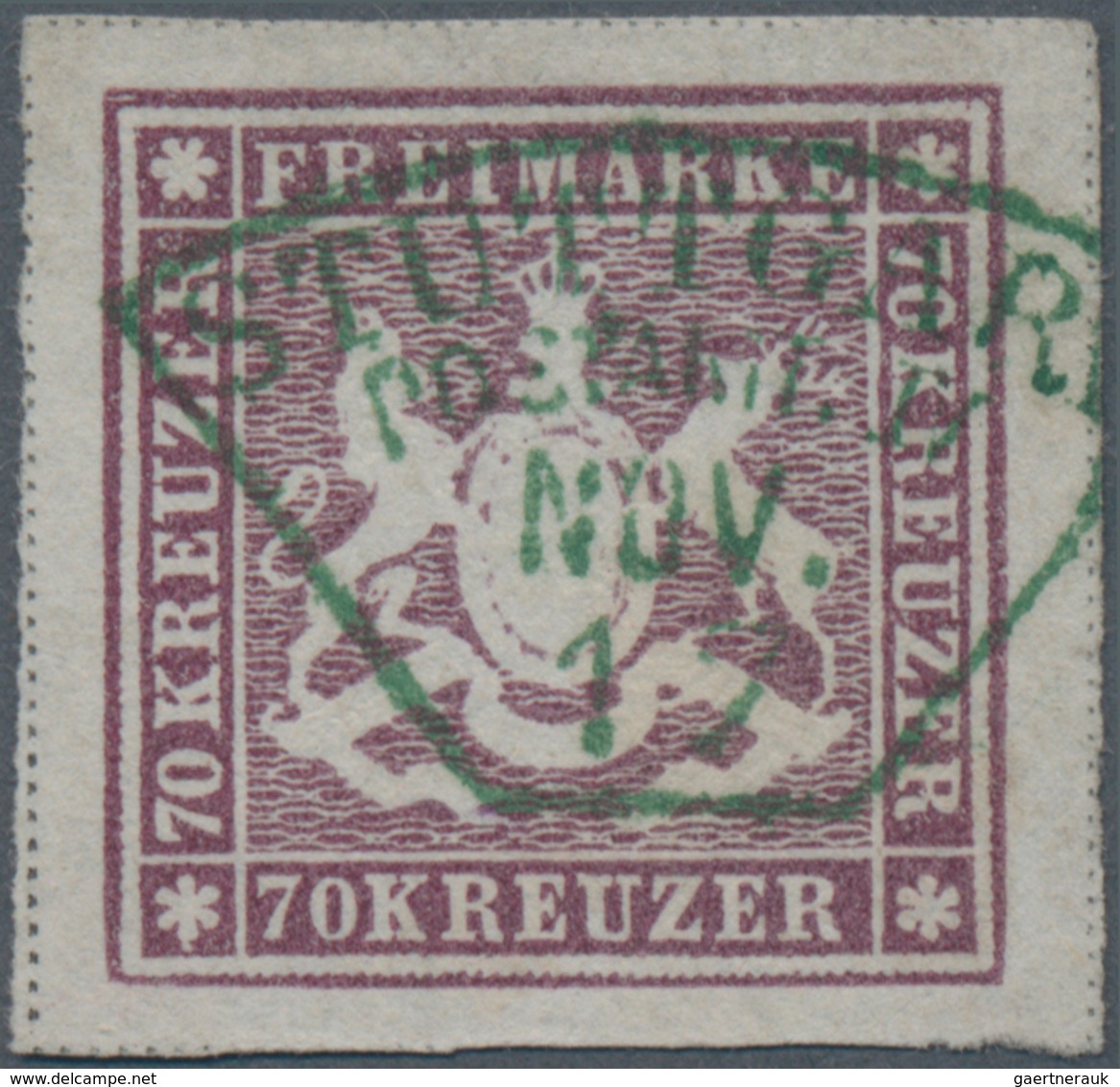 Württemberg - Marken Und Briefe: 1873, 70 Kr. Braunlila, Farbintensives Exemplar, Allseits Sehr Brei - Andere & Zonder Classificatie