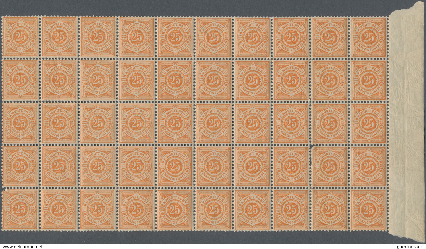 Württemberg - Marken Und Briefe: 1890, Freimarken "Ziffern", 25 Pfg. Orange, 100 Werte In Einheiten, - Andere & Zonder Classificatie