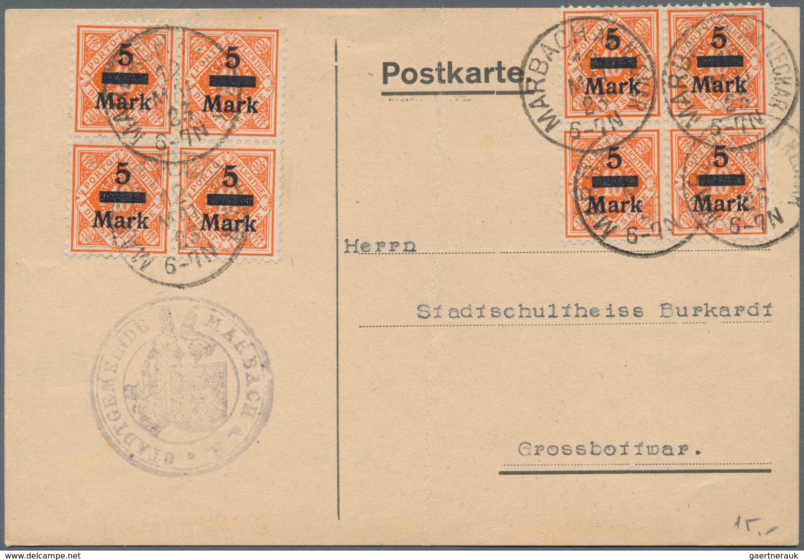 Württemberg - Marken Und Briefe: 1922/1923, Ca. 87 Belege Mit Frankaturen Der Ziffernserie Mit Überd - Sonstige & Ohne Zuordnung