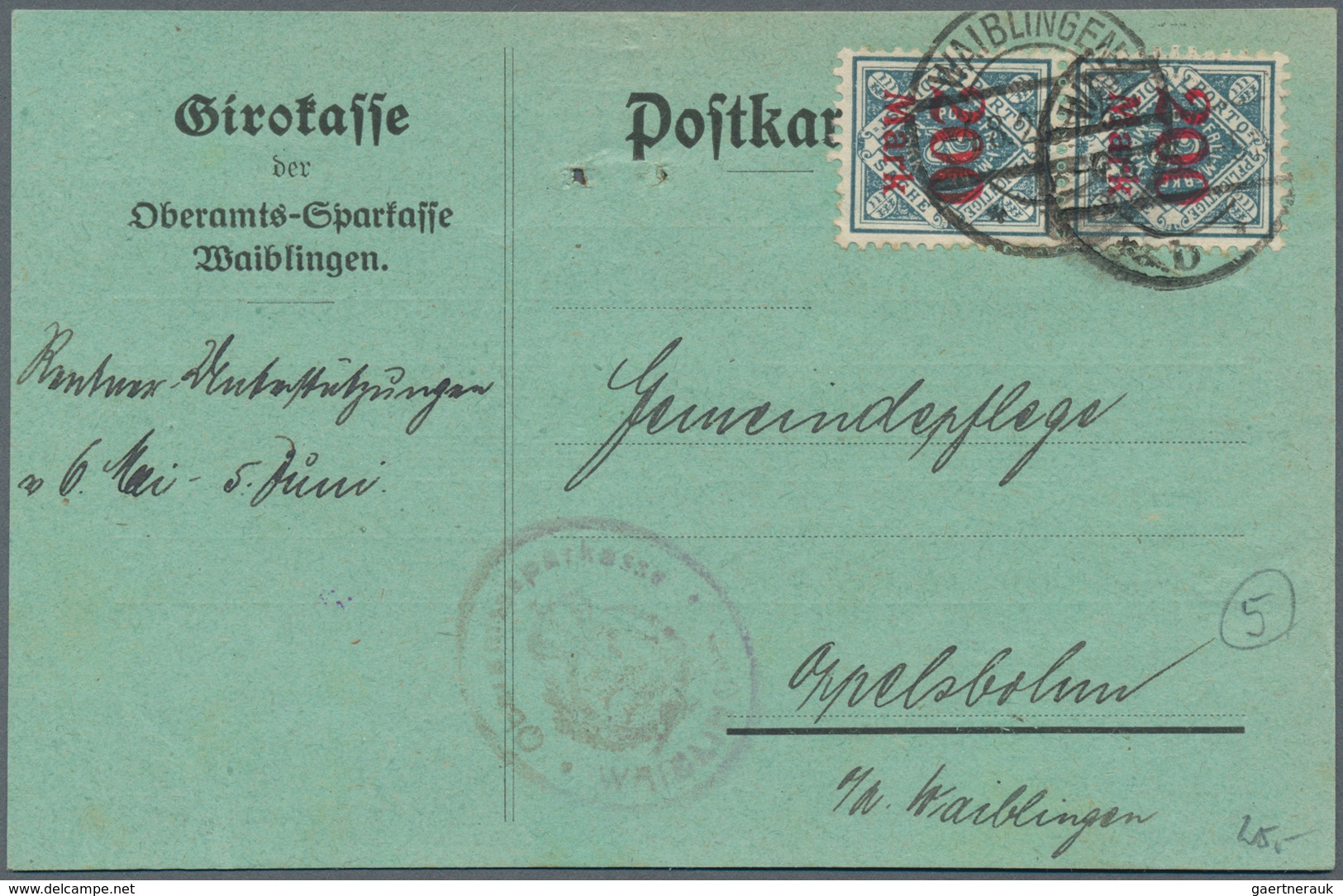 Württemberg - Marken Und Briefe: 1922/1923, Ca. 87 Belege Mit Frankaturen Der Ziffernserie Mit Überd - Sonstige & Ohne Zuordnung