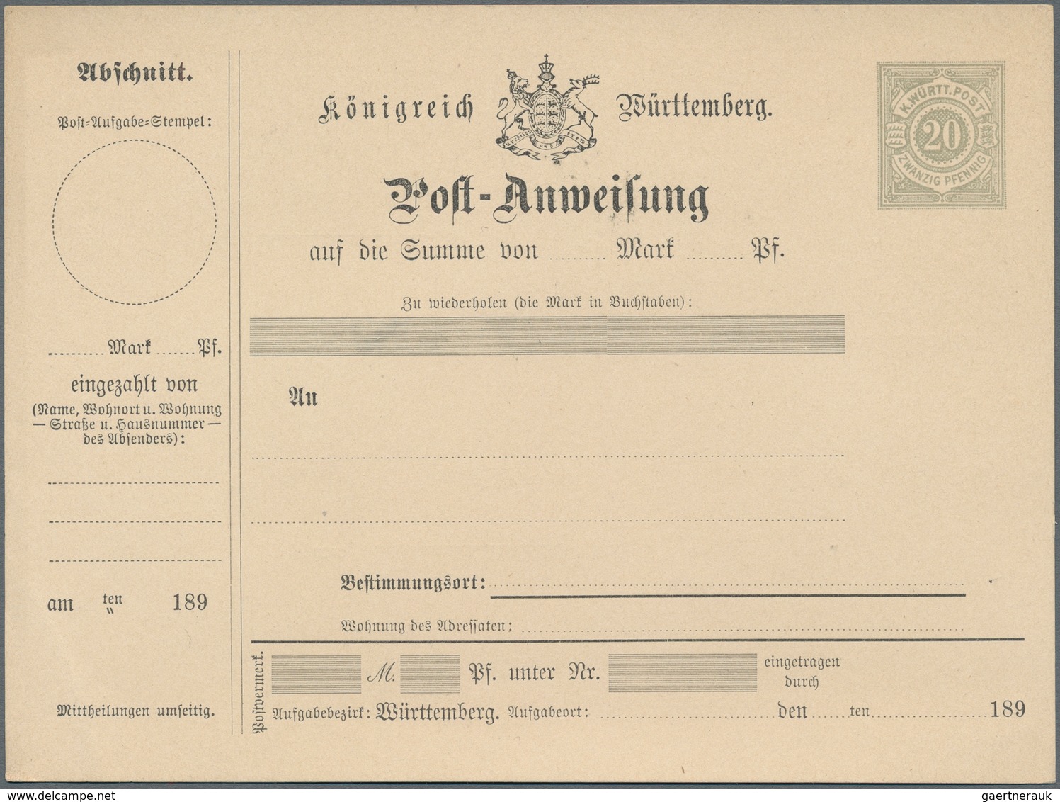 Württemberg - Ganzsachen: 1874/1906 (ca.), Partie Von Ca. 50 Gebrauchten Und Ungebrauchten Ganzsache - Otros & Sin Clasificación