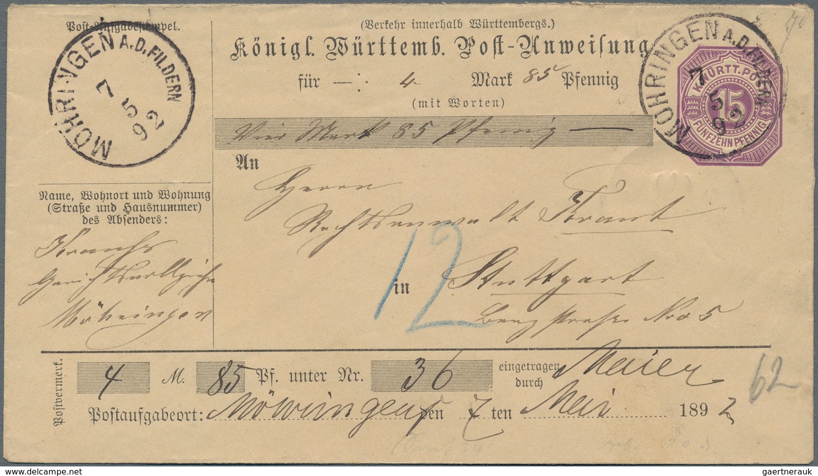 Württemberg - Ganzsachen: 1875/1918 (ca.), Partie Von Ca. 50 Gebrauchten Und Ungebrauchten Ganzsache - Otros & Sin Clasificación