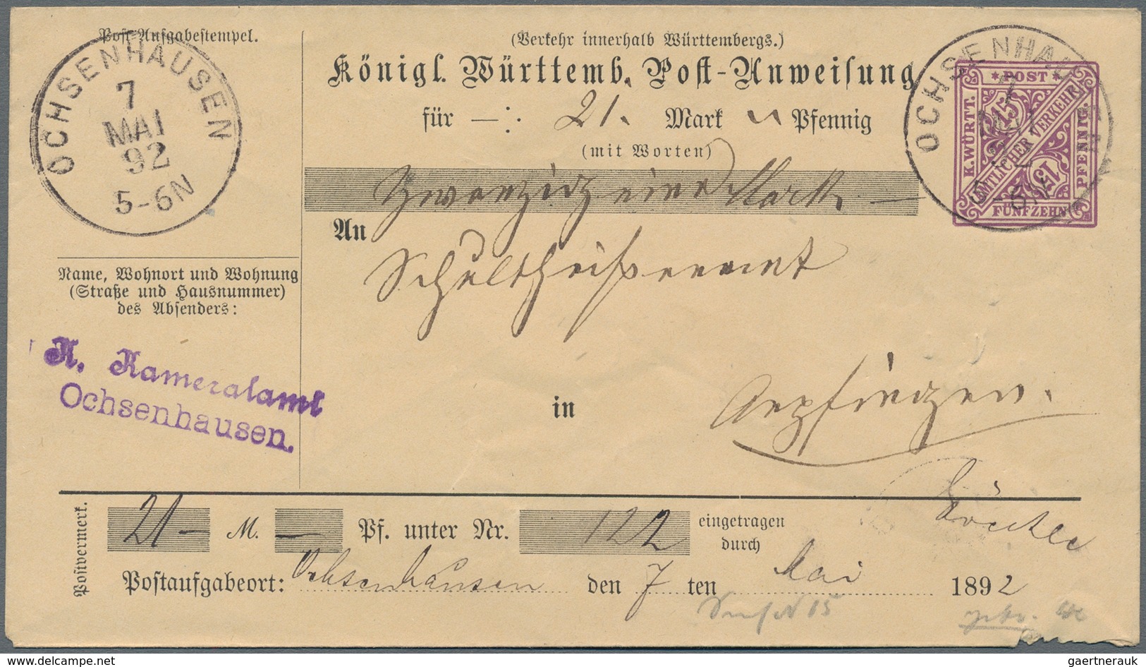 Württemberg - Ganzsachen: 1875/1918 (ca.), Partie Von Ca. 50 Gebrauchten Und Ungebrauchten Ganzsache - Otros & Sin Clasificación