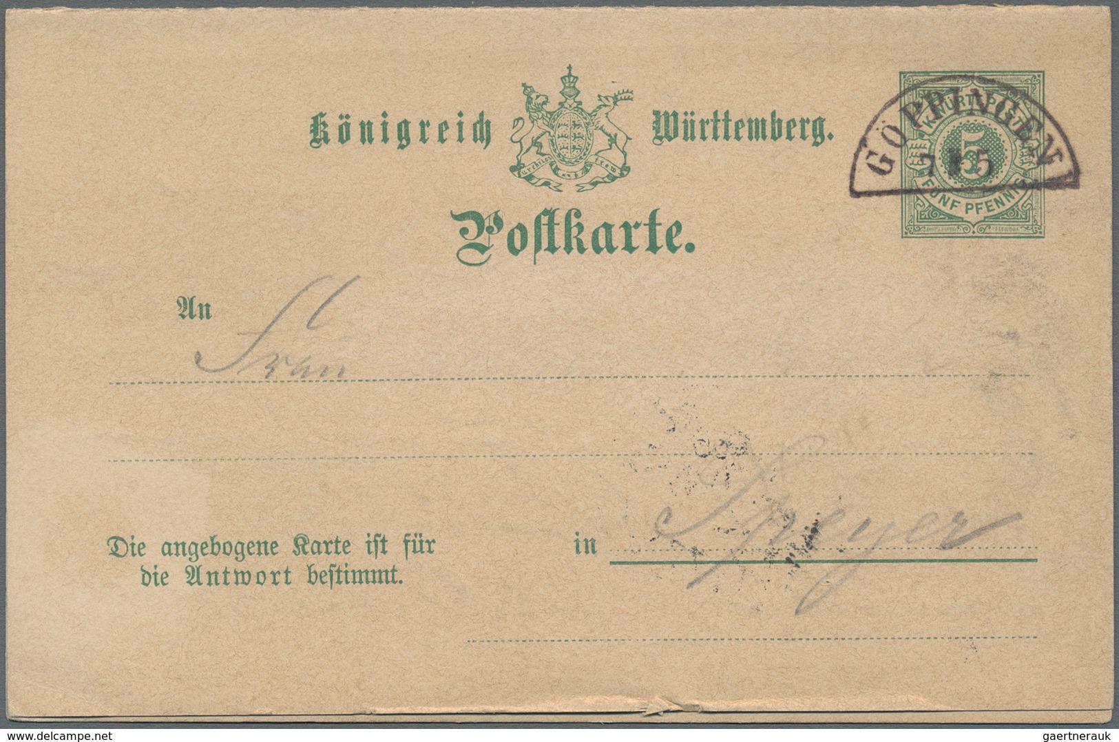 Württemberg - Ganzsachen: 1875/1918, Partie Von Ca. 50 Gebrauchten Und Ungebrauchten Ganzsachen, Dab - Sonstige & Ohne Zuordnung
