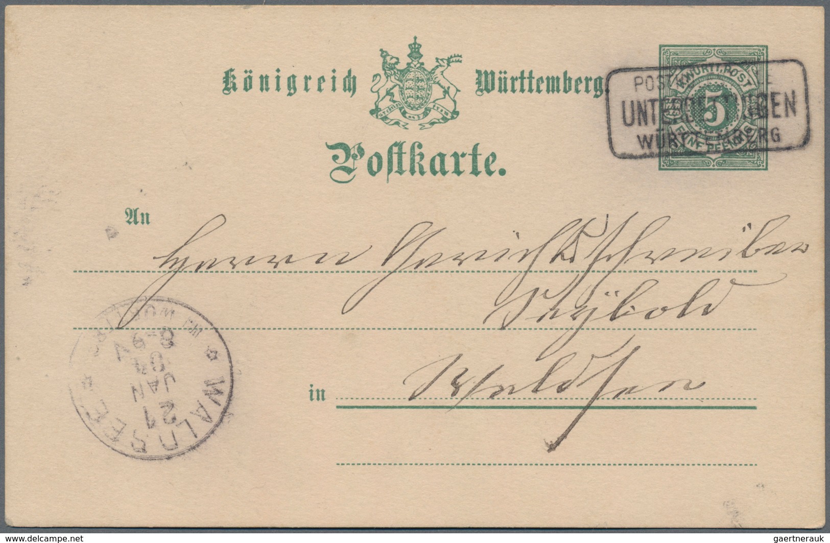 Württemberg - Ganzsachen: 1879 Ab, Konvolut Mit 16 Belegen, Dabei Hauptsächlich Ganzsachen, U.a. DP - Andere & Zonder Classificatie