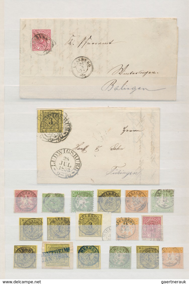 Württemberg - Stempel: 1851/1905 (ca.), fast ausschließlich Kreuzer-Zeit, umfassende STEMPEL-SPEZIAL