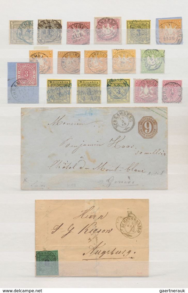 Württemberg - Stempel: 1851/1905 (ca.), fast ausschließlich Kreuzer-Zeit, umfassende STEMPEL-SPEZIAL