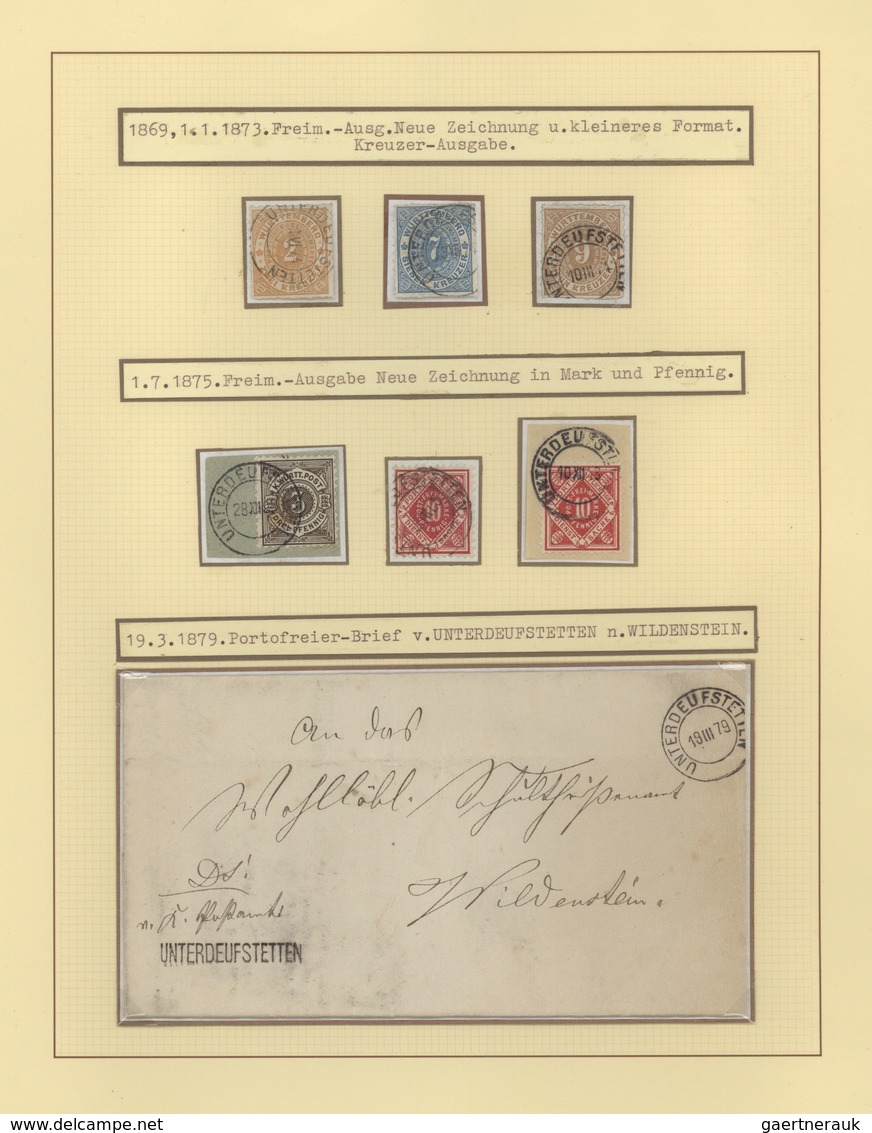 Württemberg - Stempel: UNTERDEUFSTETTEN, 1670/1948 Ca., Ausstellungs-Sammlung Mit Ca.90 Briefen, Kar - Otros & Sin Clasificación