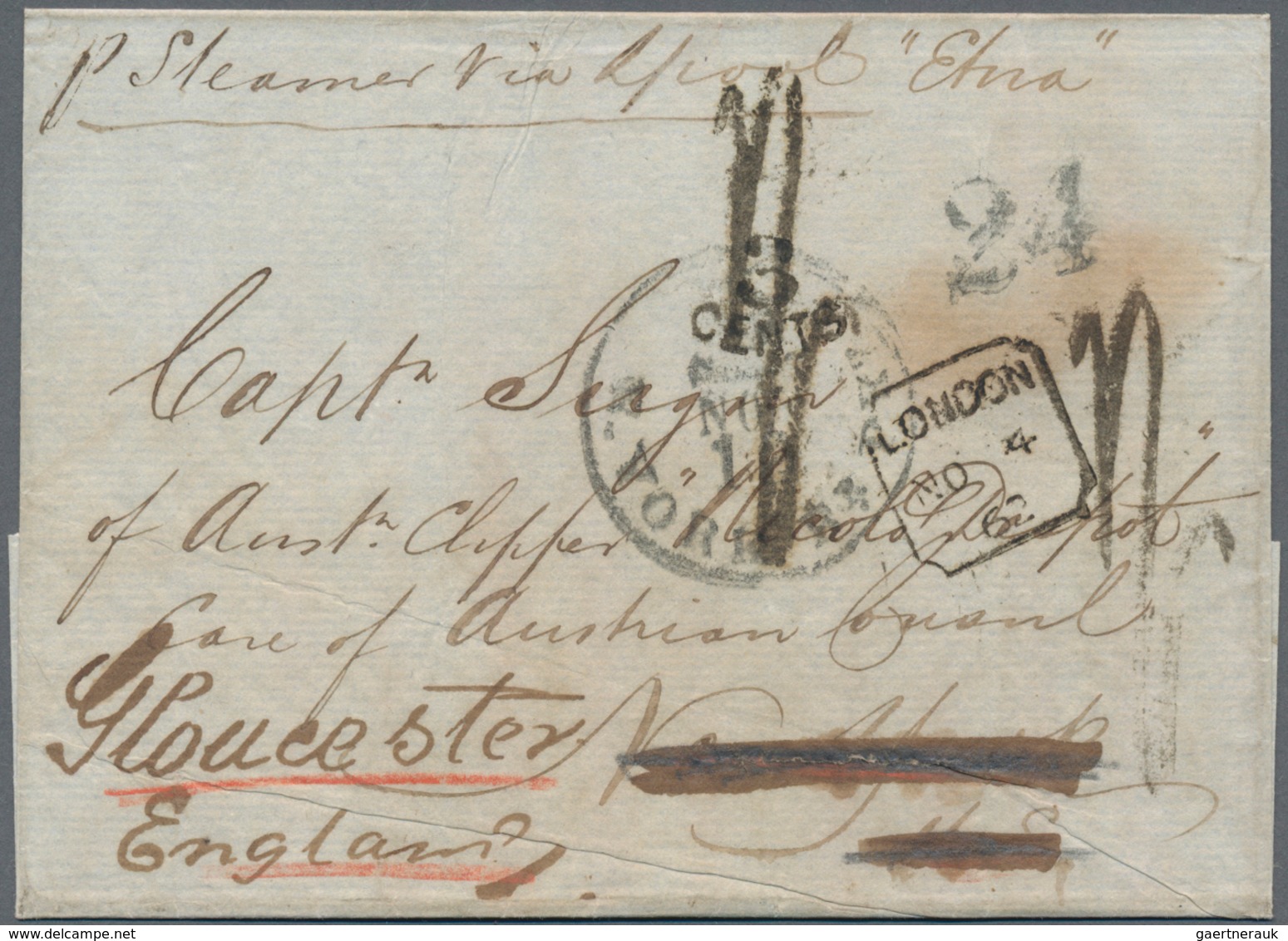 Transatlantikmail: 1823-1865 USA-Europe Transatlantic Mail: Collection Of 32 Stampless Covers From T - Europe (Other)