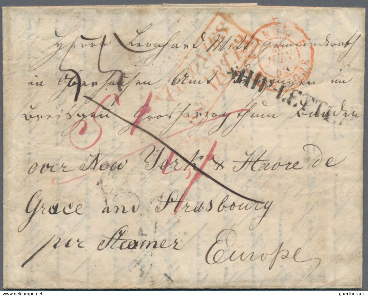 Transatlantikmail: 1823-1865 USA-Europe Transatlantic Mail: Collection Of 32 Stampless Covers From T - Andere-Europa