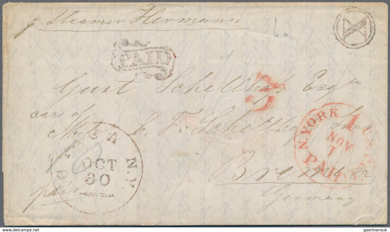 Transatlantikmail: 1823-1865 USA-Europe Transatlantic Mail: Collection Of 32 Stampless Covers From T - Europe (Other)