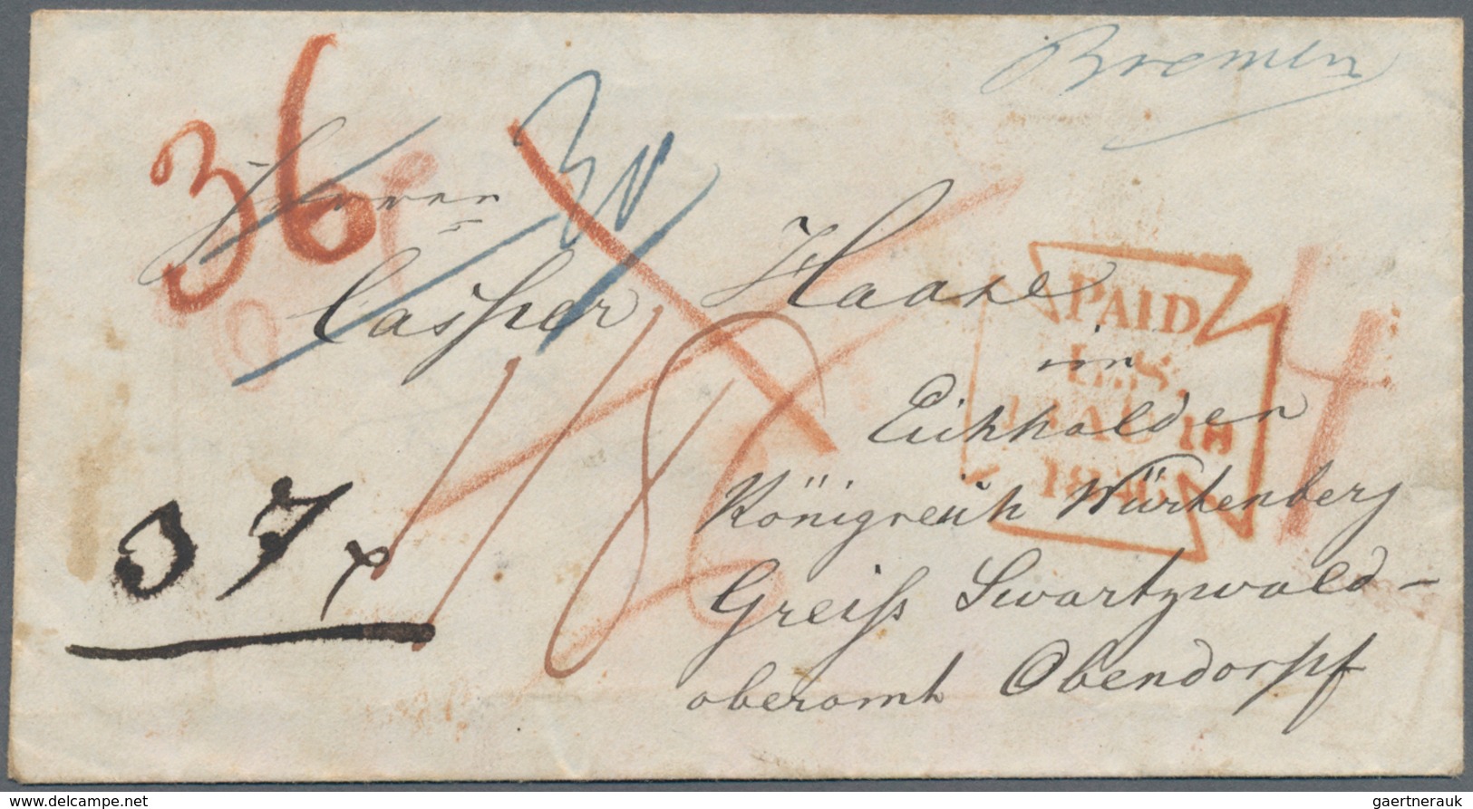 Transatlantikmail: 1823-1865 USA-Europe Transatlantic mail: Collection of 32 stampless covers from t