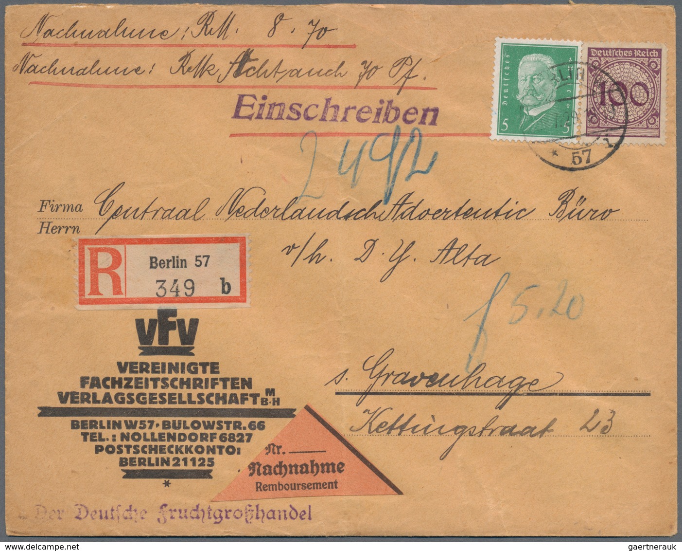 Deutsches Reich: 1872/1944, NACHNAHME, reichhaltiger Sammlungsbestand mit ca.160 Nachnahme-Belegen.