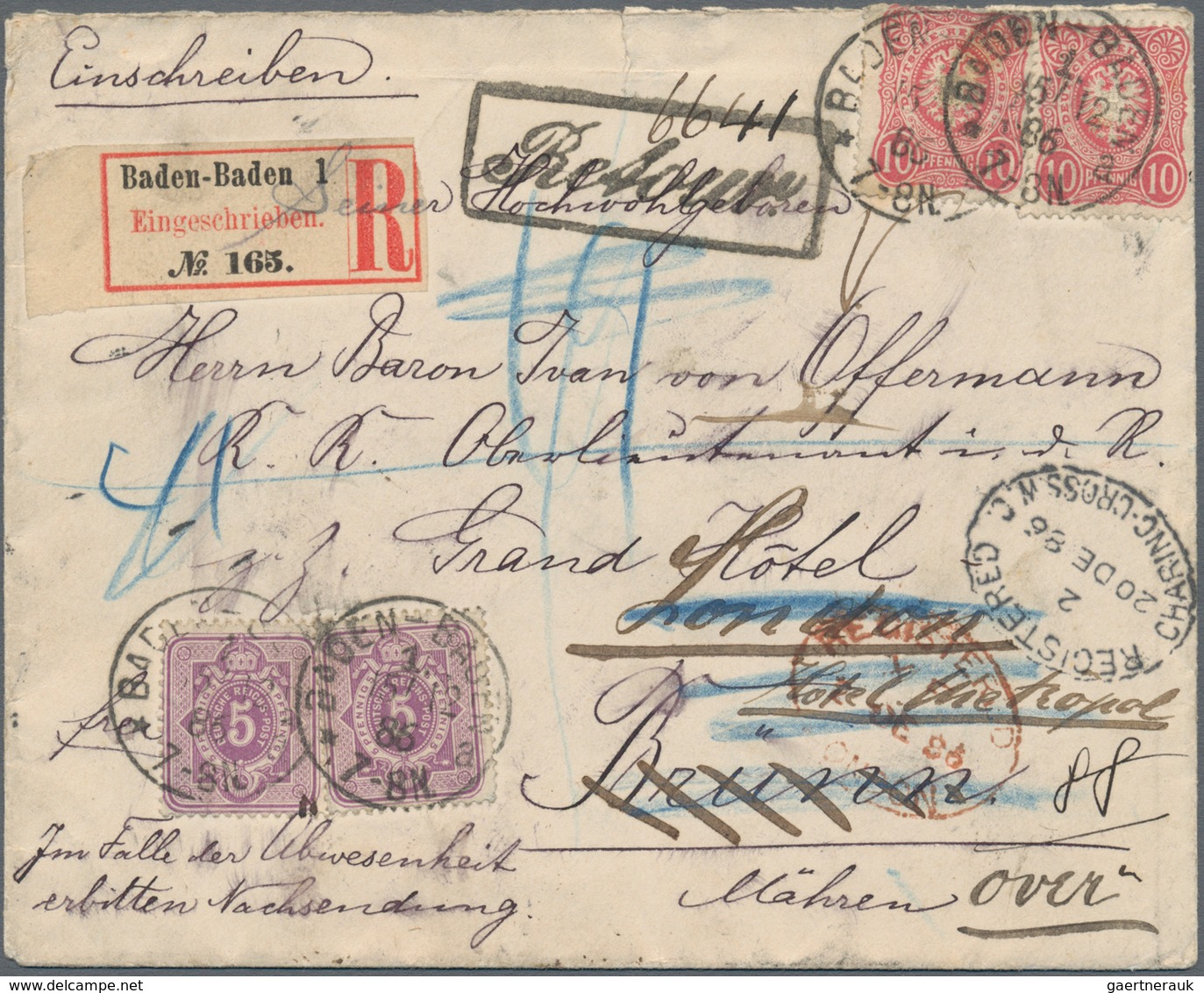 Deutsches Reich: 1875/1900, gehaltvoller Sammlungsbestand mit ca.100 Belegen ab Pfennige bis Krone/A
