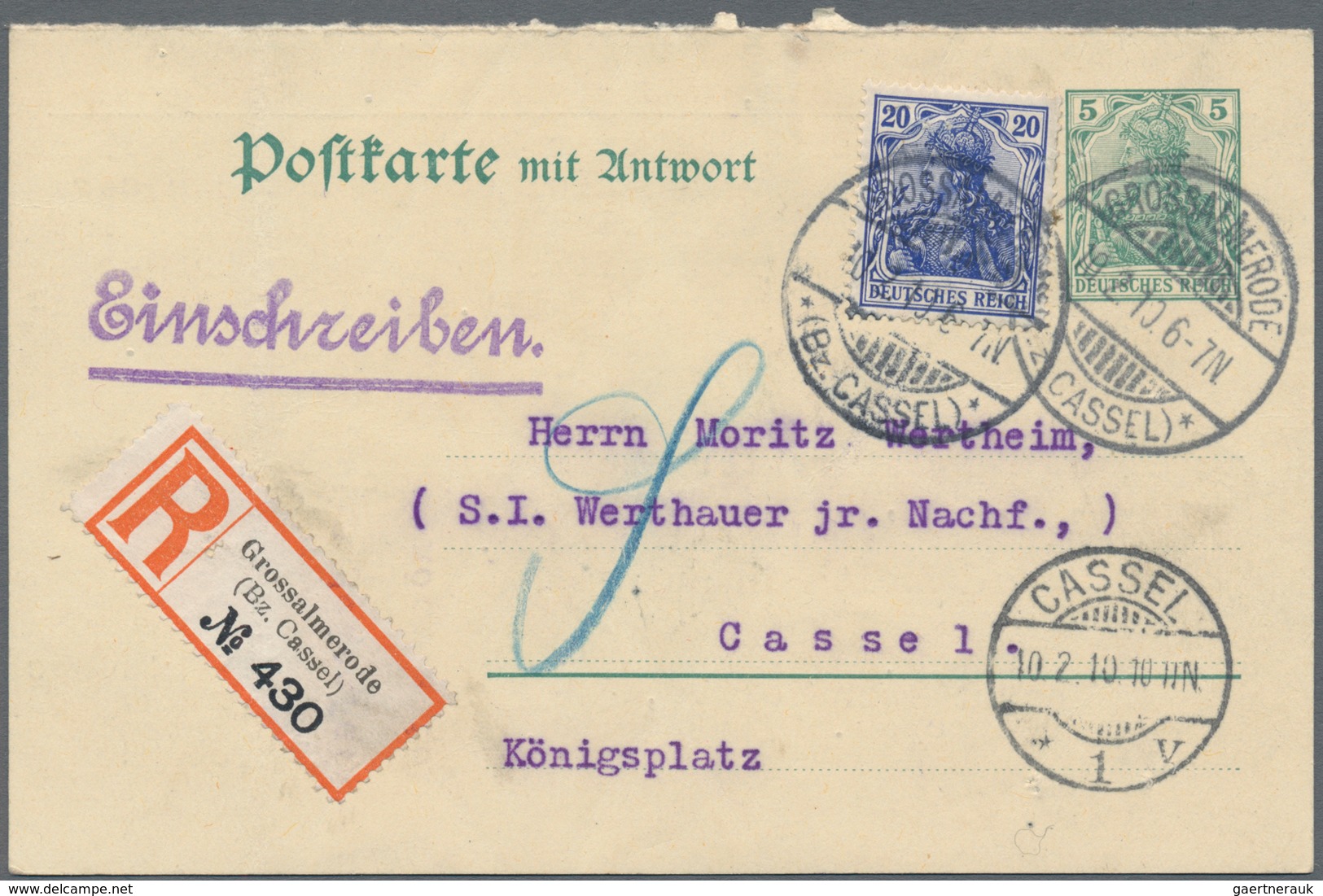 Deutsches Reich: 1890/1944 Ca., Reichhaltiger Posten Mit Ca.280 Belegen, Dabei Einschreiben, Eilbote - Colecciones