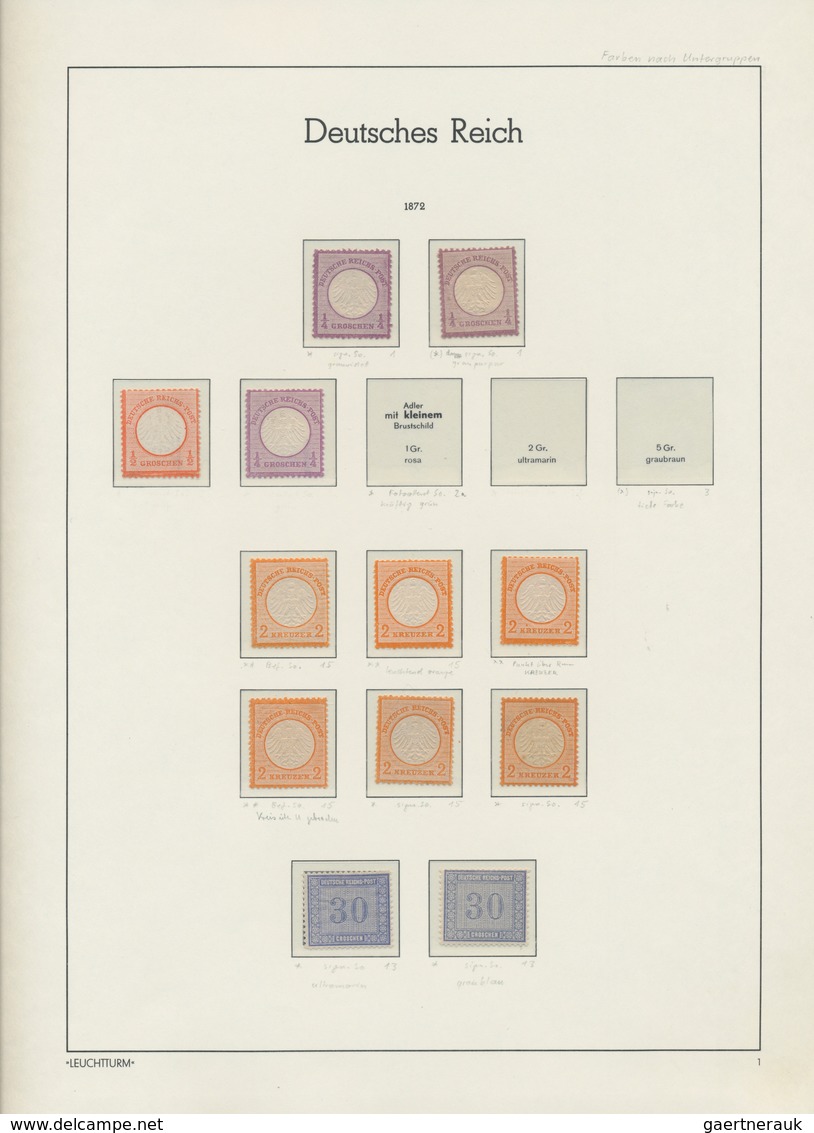 Deutsches Reich - Brustschild: 1872, Schöne Ungebrauchte Restsammlung Kleiner Schild Ab ¼ Gr. Bis In - Colecciones