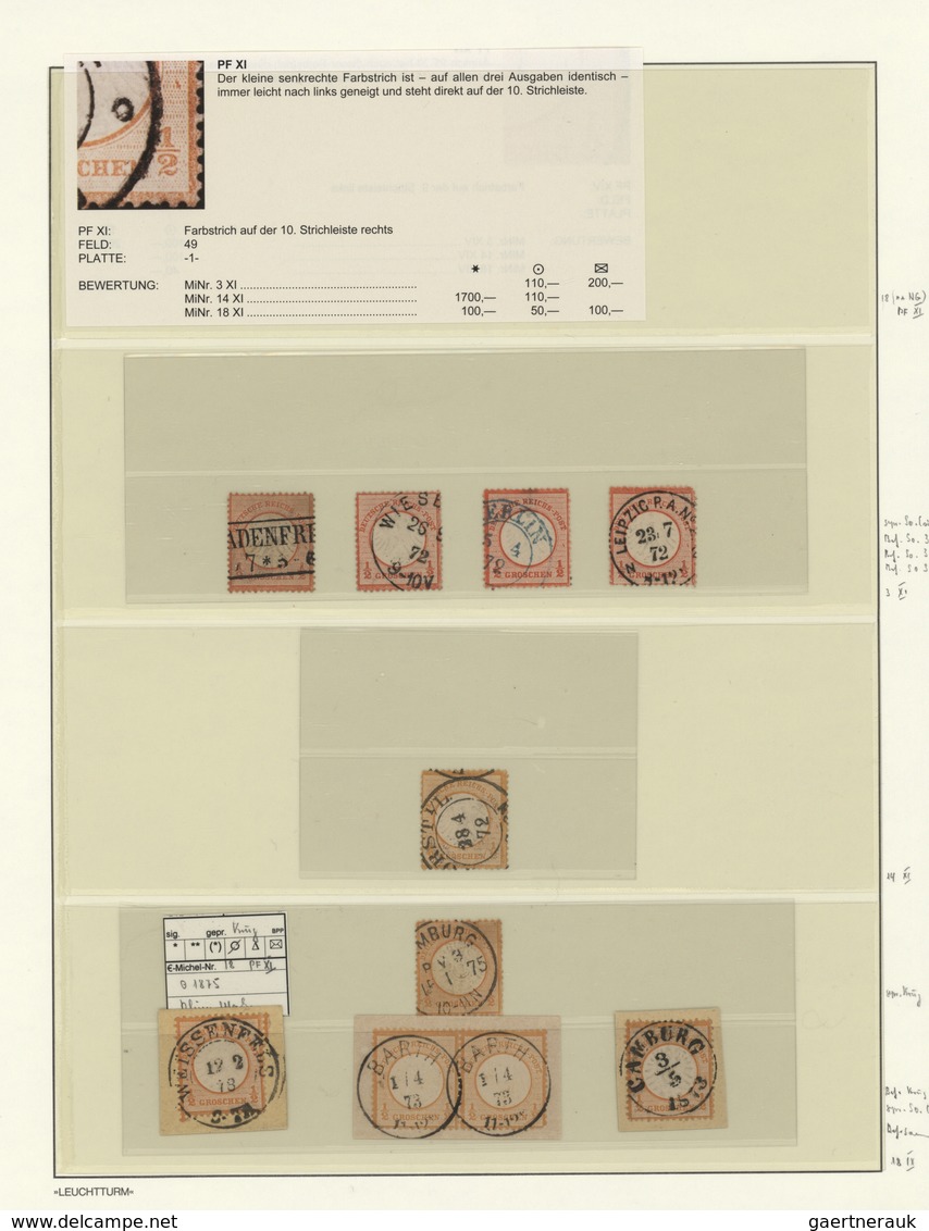 Deutsches Reich - Brustschild: 1872, Umfangreiche Spezialsammlung der PLATTENFEHLER ½ Gr. orange Mi.