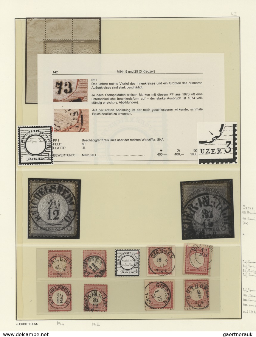 Deutsches Reich - Brustschild: 1872, Umfangreiche Spezialsammlung Der PLATTENFEHLER 3 Kr. Karmin Mi. - Verzamelingen