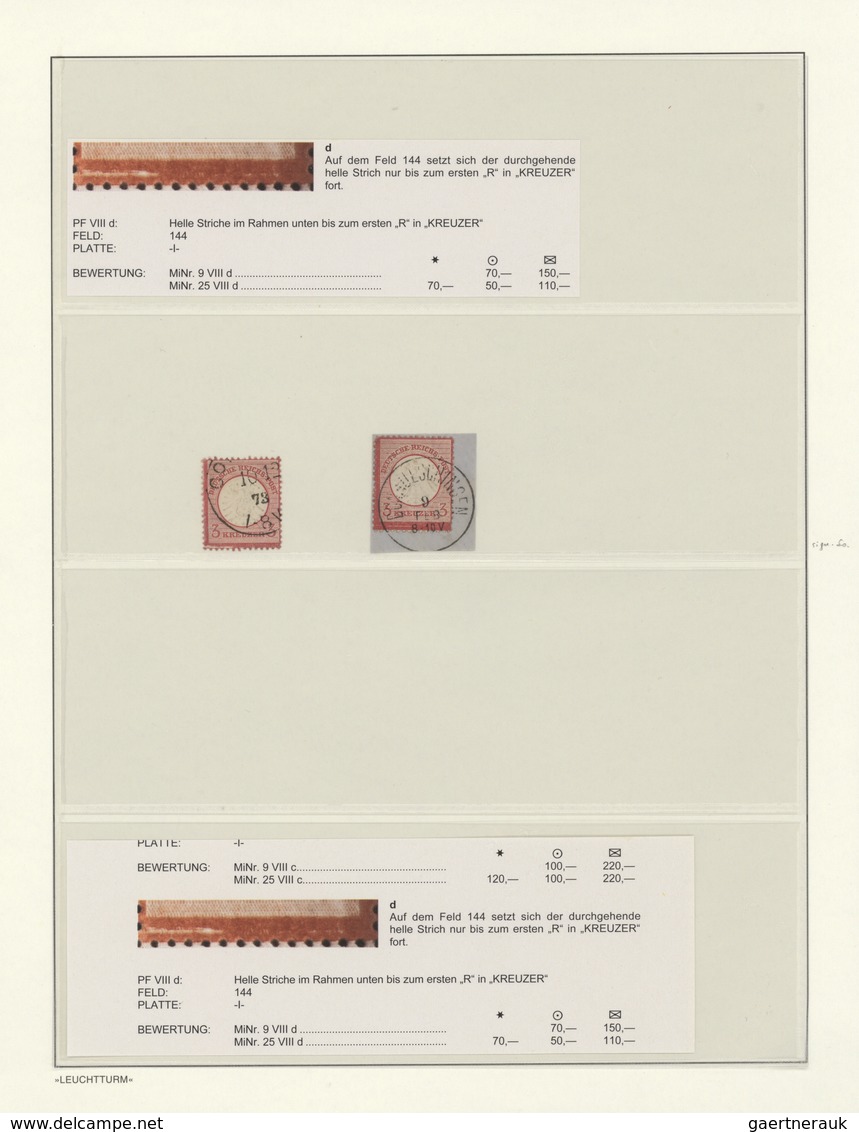 Deutsches Reich - Brustschild: 1872, Umfangreiche Spezialsammlung Der PLATTENFEHLER 3 Kr. Karmin Mi. - Verzamelingen
