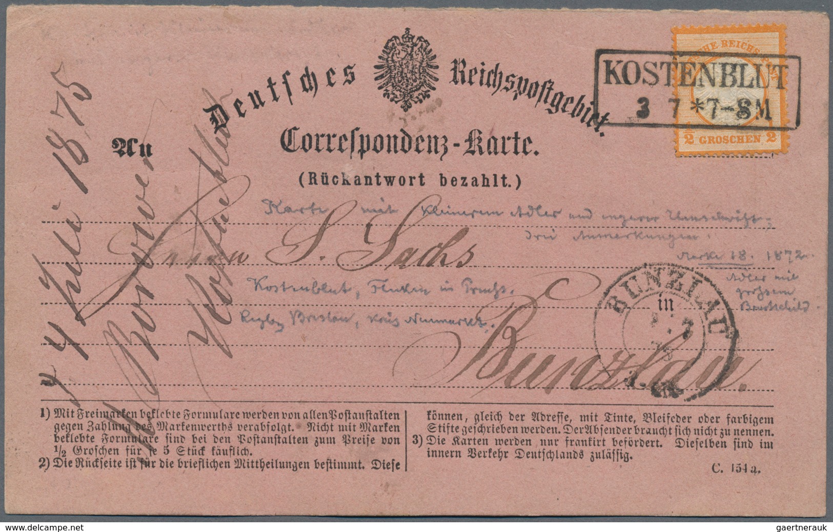 Deutsches Reich - Brustschild: 1872/1875 ca., gehaltvoller Sammlungsbestand mit ca.60 Briefen, Karte