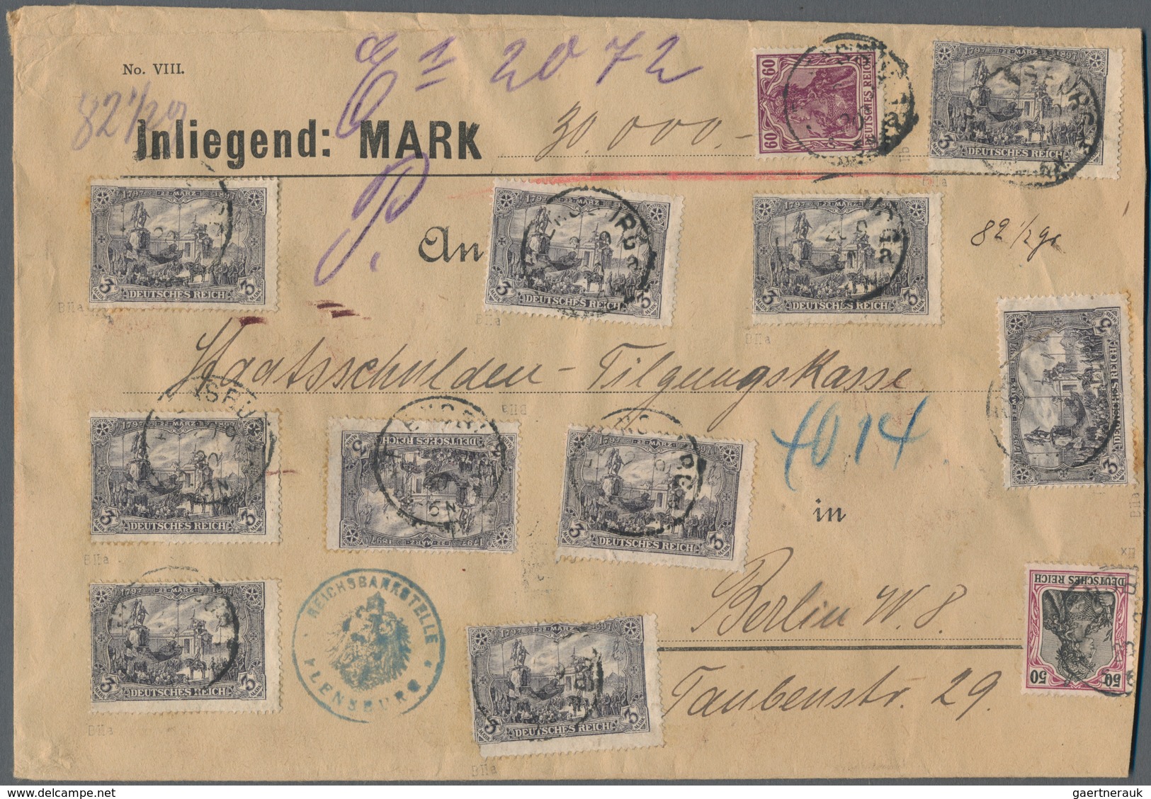 Deutsches Reich - Germania: 1900/1919, Interessantes Konvolut Mit 22 WERTBRIEFEN, Dabei 1 Mark "Reic - Sammlungen