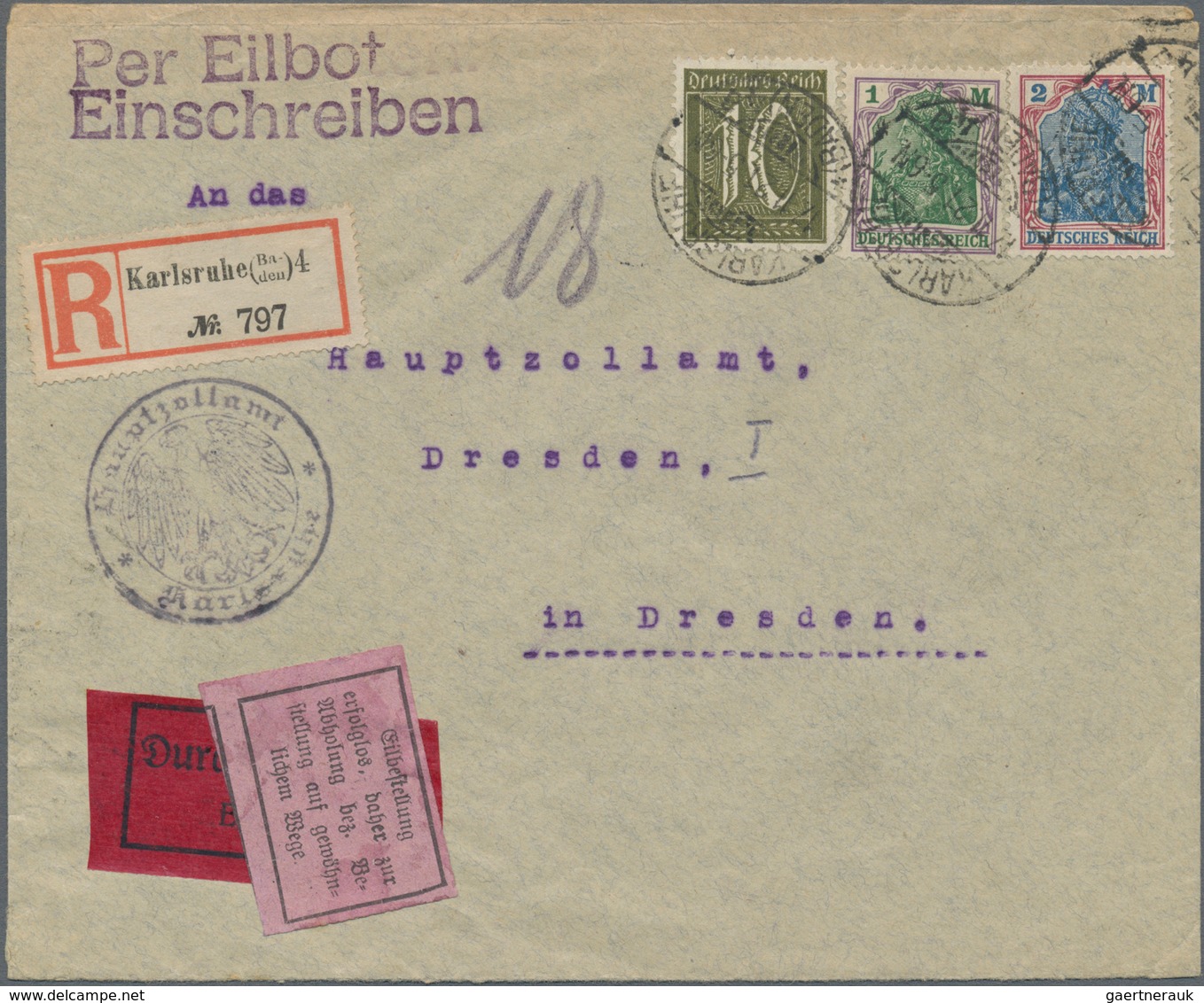 Deutsches Reich - Inflation: 1919/1923, EINSCHREIBE-POST, reichhaltiger Sammlungsbestand mit ca.70 B