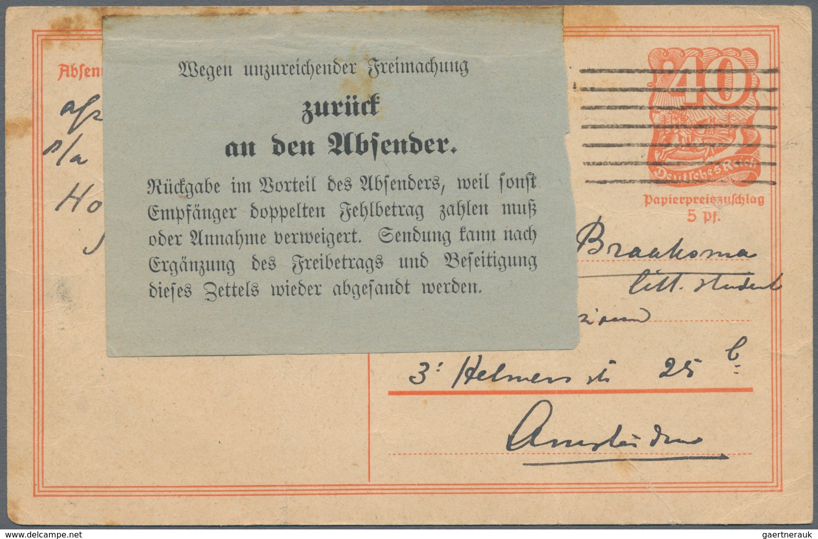 Deutsches Reich - Inflation: 1919/1923, Reichhaltiger Posten Mit Ca.230 Belegen, Dabei Einschreiben, - Colecciones