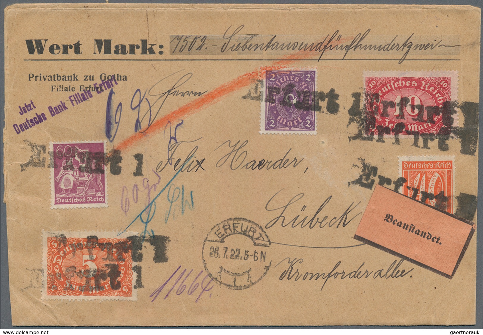 Deutsches Reich - Inflation: 1920/1923, Interessante Partie Mit 38 WERTBRIEFEN, Dabei Reine Mehrfach - Colecciones