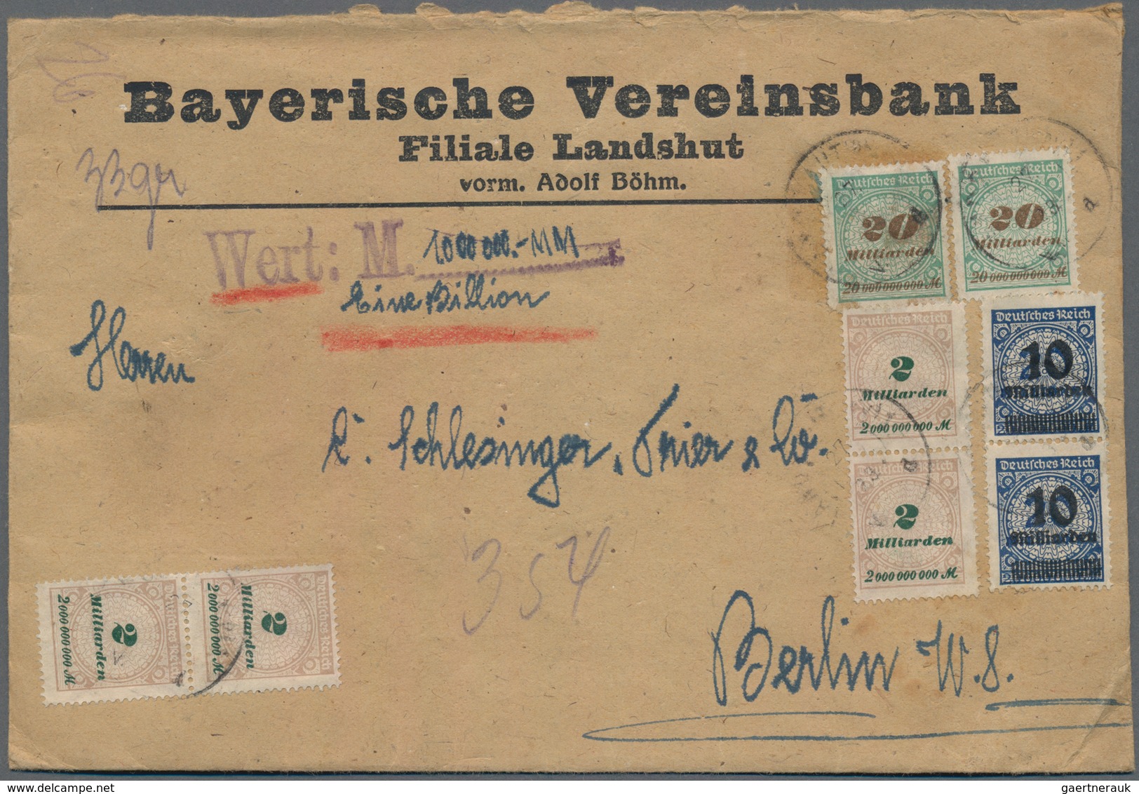 Deutsches Reich - Inflation: 1920/1923, Interessante Partie Mit 38 WERTBRIEFEN, Dabei Reine Mehrfach - Verzamelingen