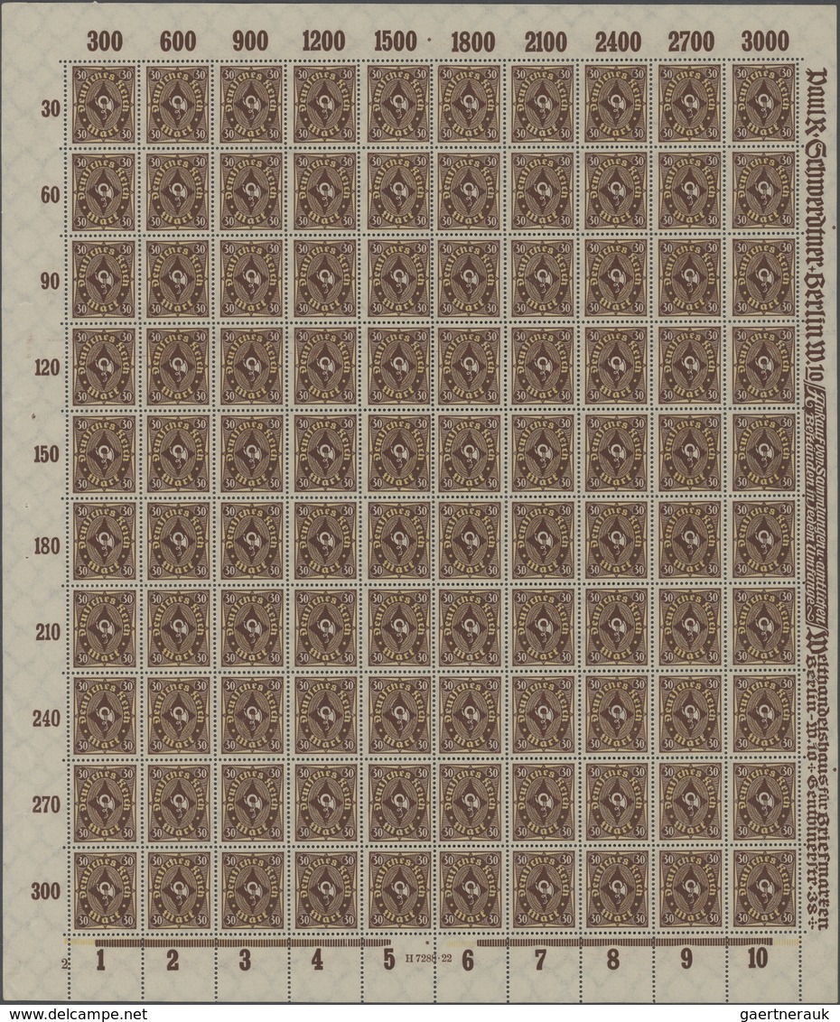 Deutsches Reich - Inflation: 1922, Posthorn 30 M. Auf KARTONPAPIER Und Zusätzlich Mit Der ABART "ver - Colecciones