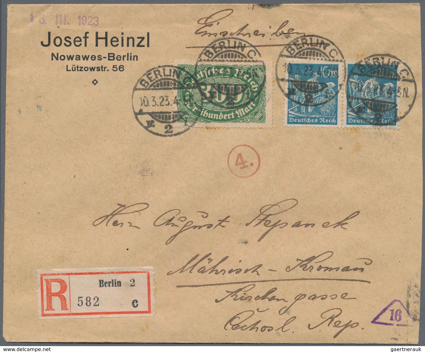 Deutsches Reich - Inflation: 1922/1923, SONDERPORTO CSR, gehaltvoller Sammlungsbestand mit 45 Briefe